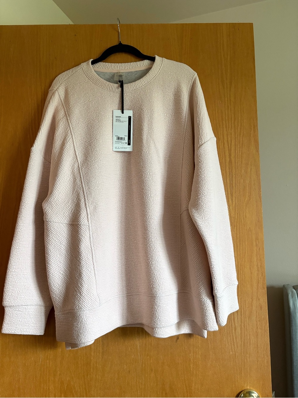 Relaxed Textured Crewneck Sweatshirt - Light Pink